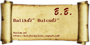 Balikó Bulcsú névjegykártya